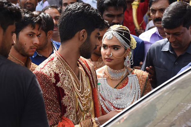 Celebs At Gali Janardhan Reddy Daughter Brahmini Marriage Photos