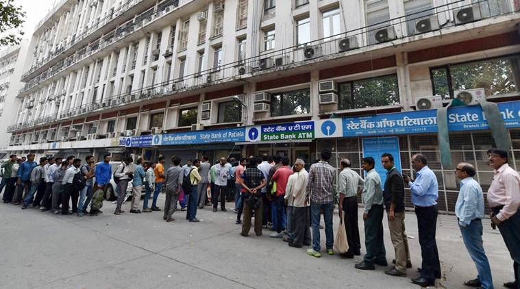Long queue at banks