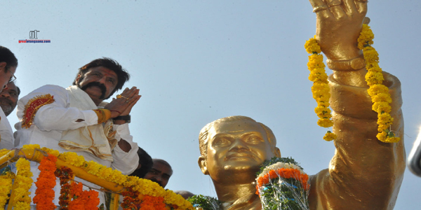 Satakarni Balakrishna at NTR statue karimnagar