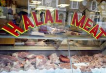 Display the Halal board-Meat sellers halal