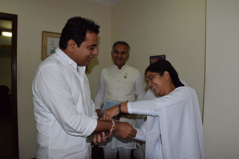 Brahma kumaris Rakhi to minister Ktr
