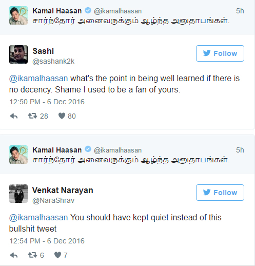 Kamal Haasan slammed on social media 