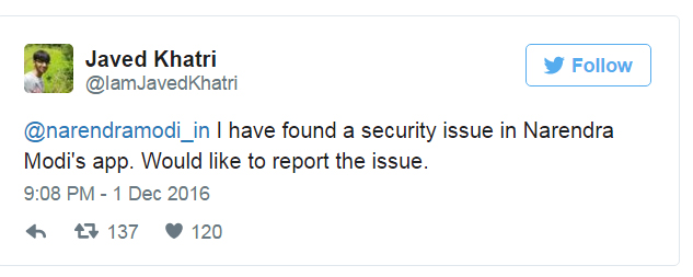 22-year-old Javed Khatri hacks Modi’s app 