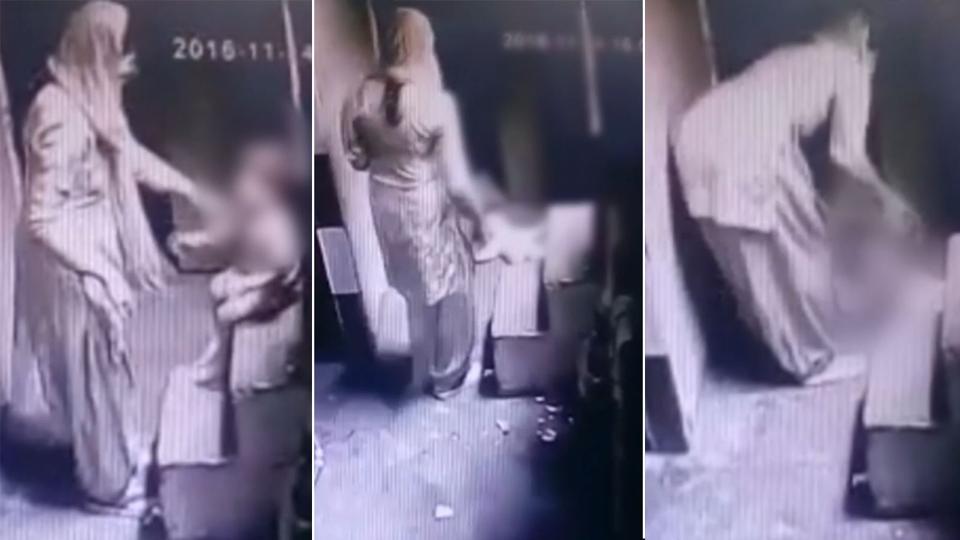 Delhi woman beating 1-year-old son