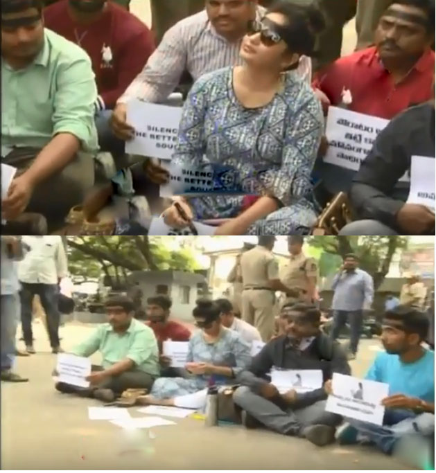 Madhavi Latha silent protest supporting Pawan Kalyan