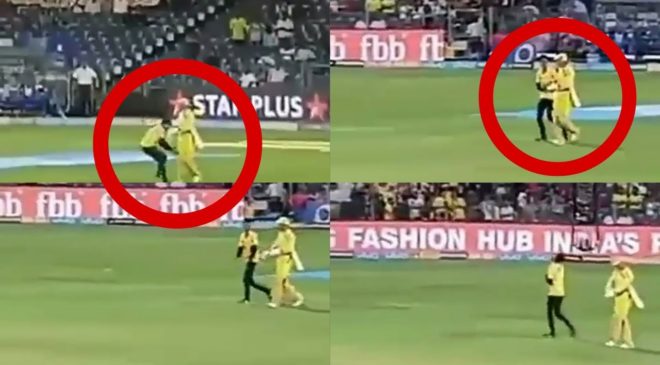  MS Dhoni's fan touches his feet