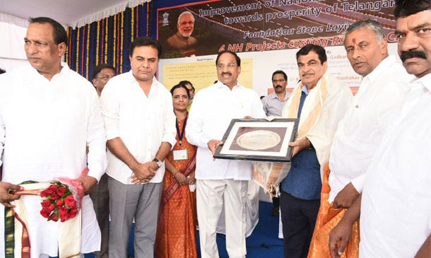 Gadkari launches flyover works in Uppal