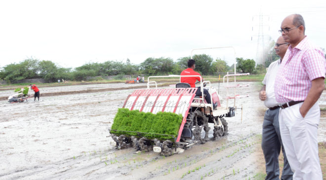 Demonstration of Rice Transplanter
