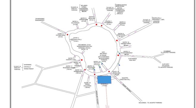    Pragathi Nivedana Sabha Route Map 