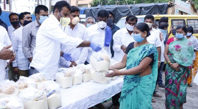 Mla kp vivekananda distributes Essential goods