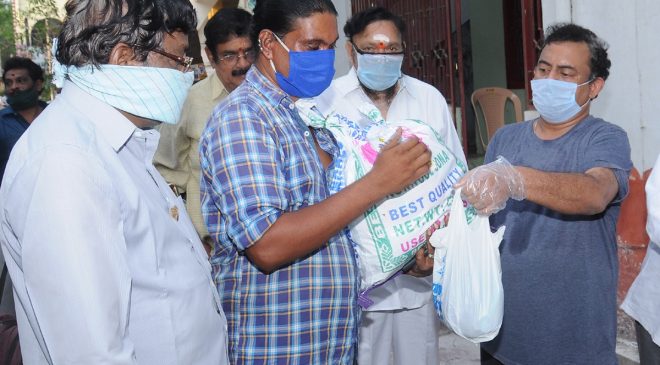 Sai madhav burra donating groceries