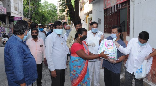 Sai madhav burra donating groceries