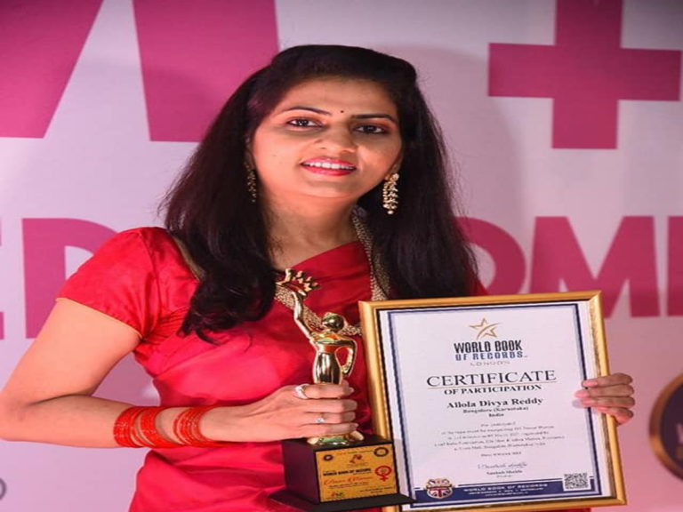అల్లోల దివ్యారెడ్డికి పవర్ ఉమెన్ అవార్డు