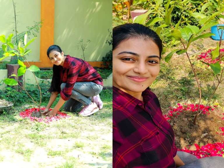 గ్రీన్ ఛాలెంజ్‌లో మొక్కలు నాటిన హీరోయిన్ ఆనంది..