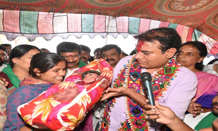 లగచర్ల బాధిత మహిళ బిడ్డకు నామకరణం