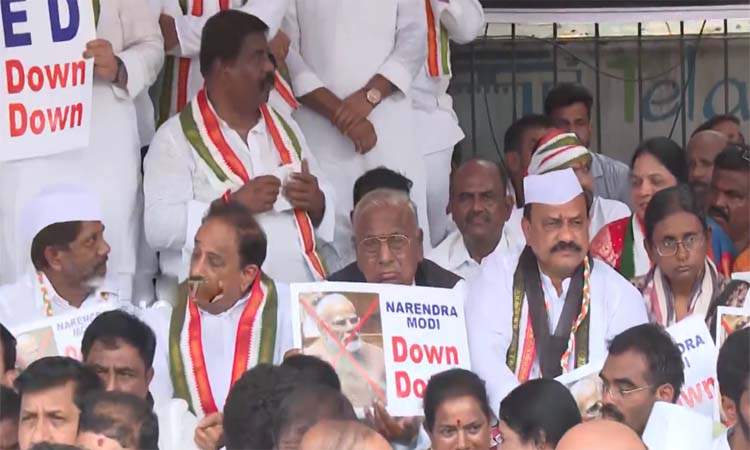 ఈడి ఆఫీస్.. టీపీసీసీ ఆధ్వర్యంలో భారీ ధర్నా