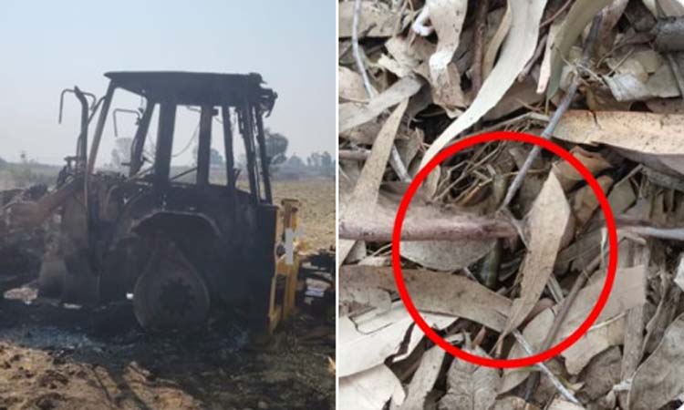 మావోల విధ్వంసం..జేసీబీ వాహనానికి నిప్పు