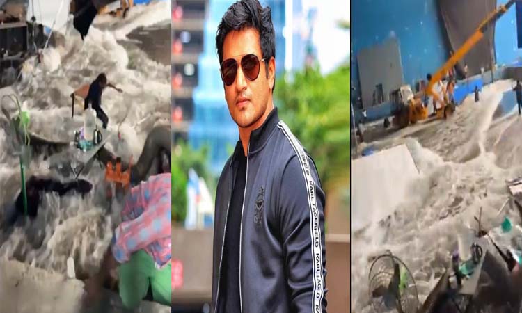 హీరో నిఖిల్ సినిమా సెట్‌లో భారీ వరద