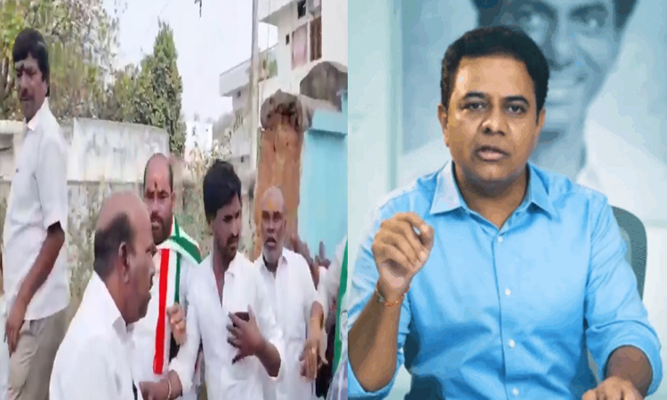 బీఆర్ఎస్ నేతలపై కాంగ్రెస్ గుండాల దాడి..కేటీఆర్ ఫైర్