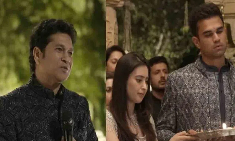 కొడుకు పెళ్లి వేడుక‌లో సచిన్ ఎమోష‌న‌ల్!