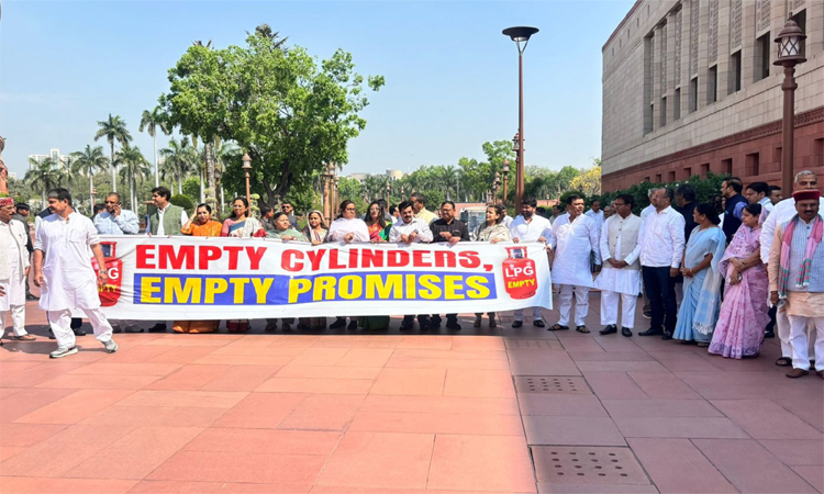 చమురు సంక్షోభం..ఎంపీల నిరసన