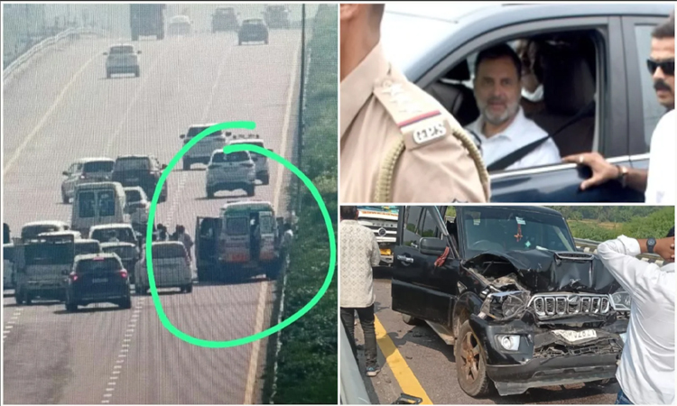 రాహుల్ కాన్వాయ్‌లో ప్రమాదం